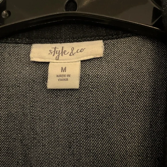 Style&Co Dark Blue Jean/Denim Jacket with snaps and zipper - Picture 4 of 4